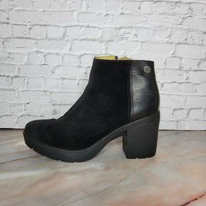 Bussola Ankle Boots Black Womens EUR Size 38 US 7 Suede Chunky Block Heel Bootie